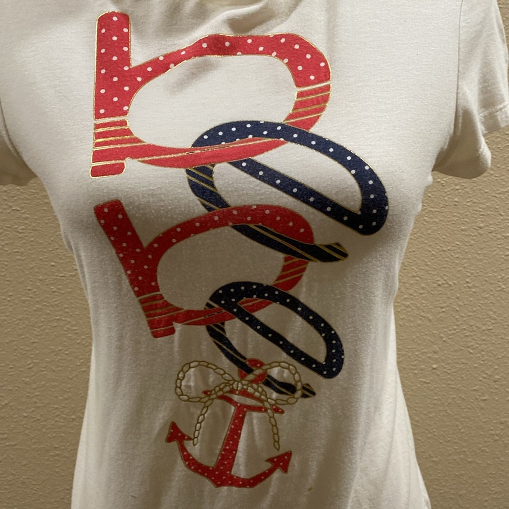 bebe t-shirt. Good 👍 condition. Red white and blue nautical style.